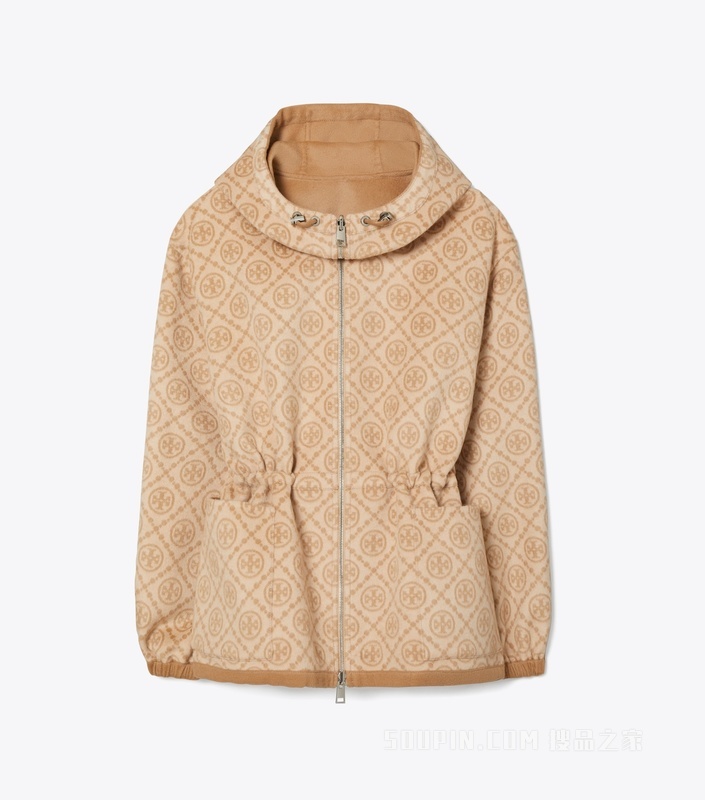 【新品】T Monogram 双面提花连帽外套 深米色