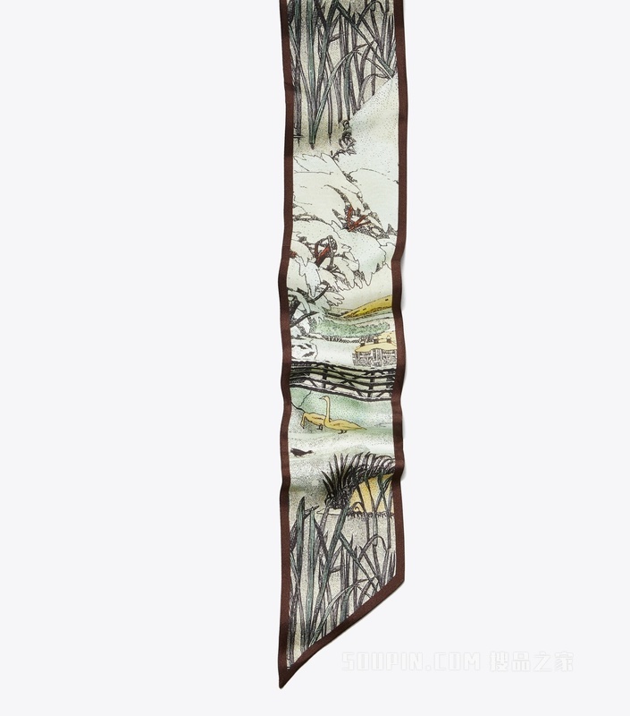 【新品】森林图案缎带围巾 黄色