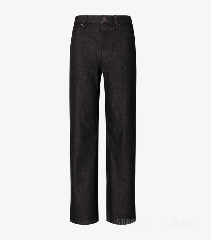 【新品】直筒牛仔裤 清水洗黑色
