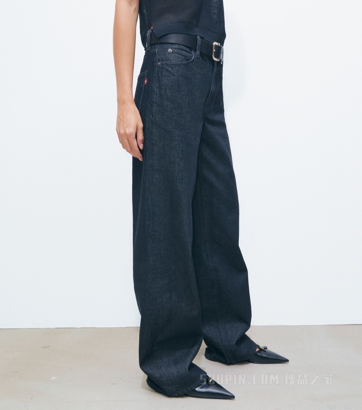 【新品】直筒牛仔裤 清水洗黑色