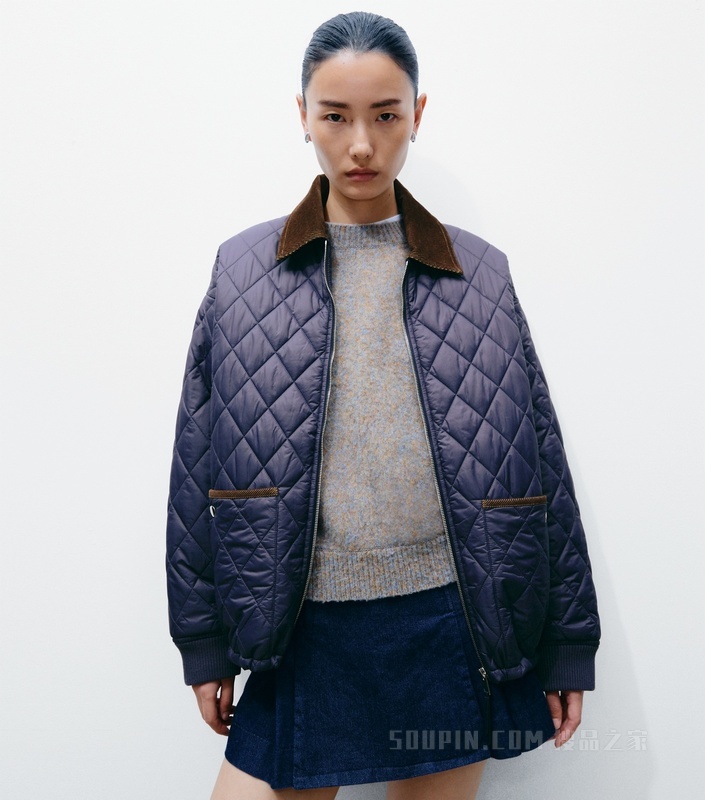 【新品】绗缝外套 雾霭海军蓝/可可色