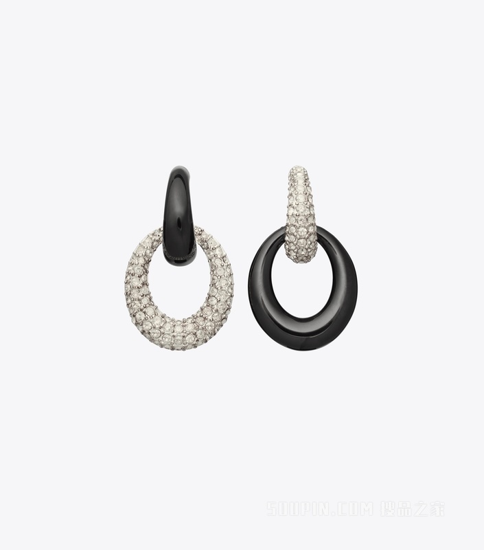 【新品】Pierced 光环系列密镶门环耳环 复古浅银色/黑色