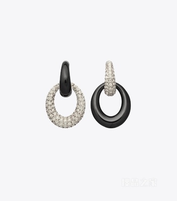 【新品】Pierced 光环系列密镶门环耳环 复古浅银色/黑色