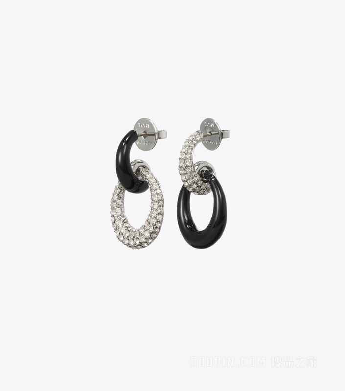 【新品】Pierced 光环系列密镶门环耳环 复古浅银色/黑色