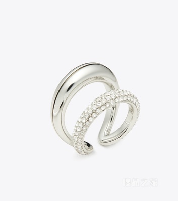 【新品】Pierced 光环系列密镶双环戒指 Tory 银/水晶色