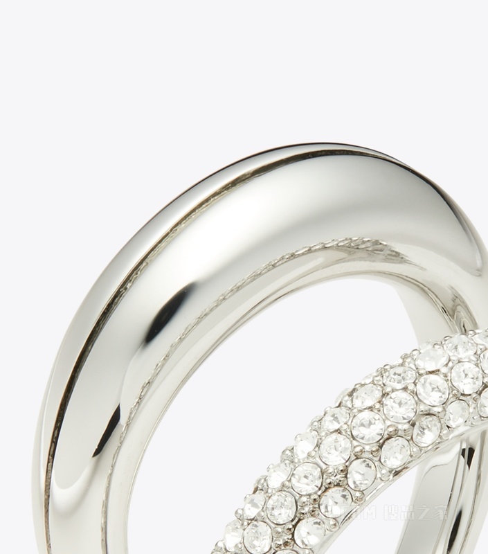 【新品】Pierced 光环系列密镶双环戒指 Tory 银/水晶色