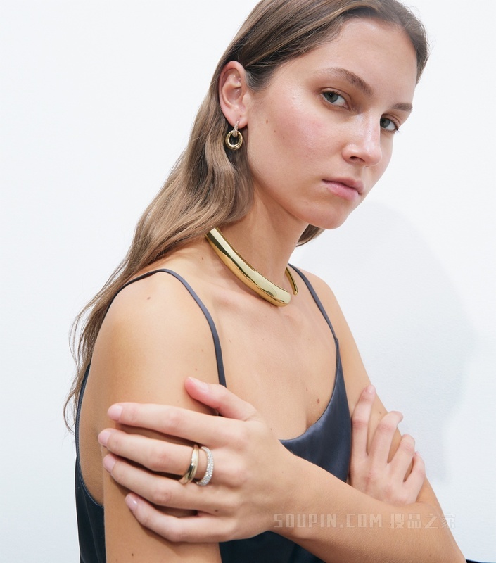 【新品】Pierced 光环系列密镶双环戒指 Tory 银/水晶色