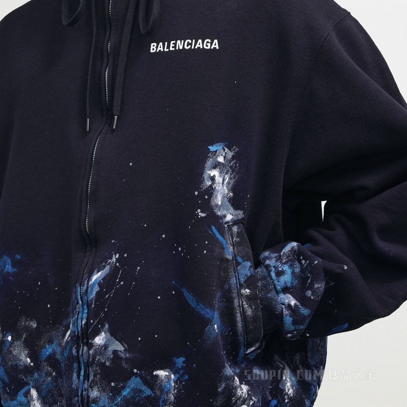 PAINT SPLATTER超大版型拉链连帽卫衣