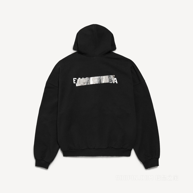 SILVER TAPE BALENCIAGA BACK大版型拉链连帽卫衣