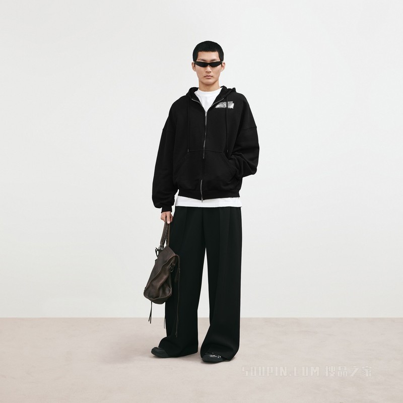 SILVER TAPE BALENCIAGA BACK大版型拉链连帽卫衣