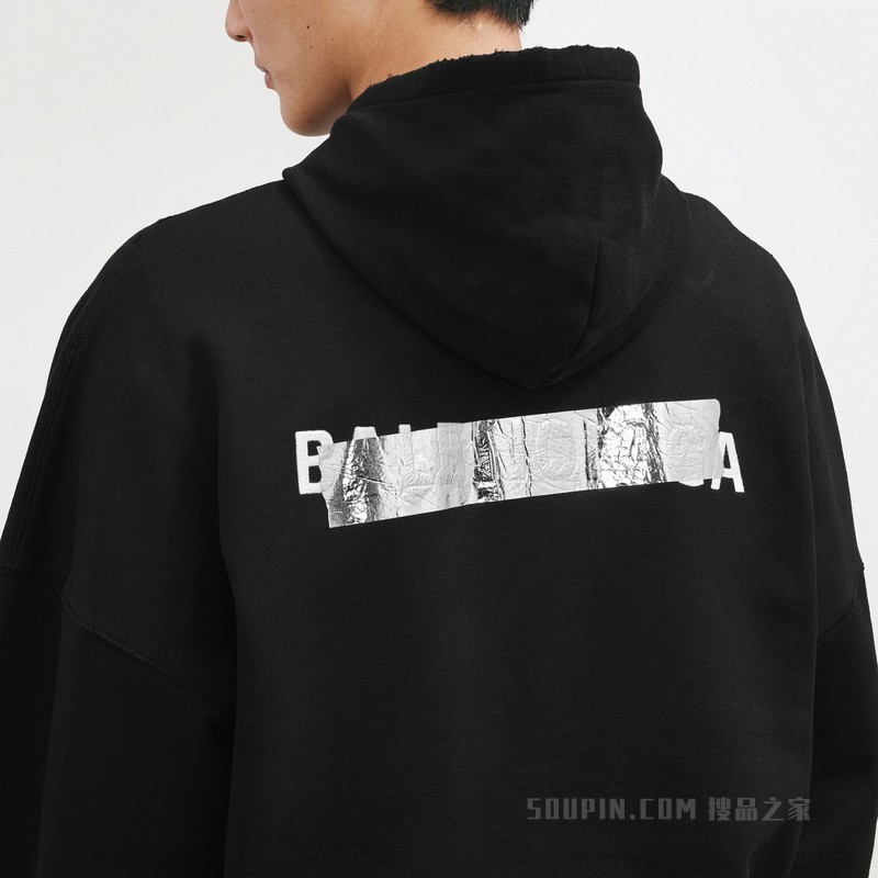 SILVER TAPE BALENCIAGA BACK大版型拉链连帽卫衣
