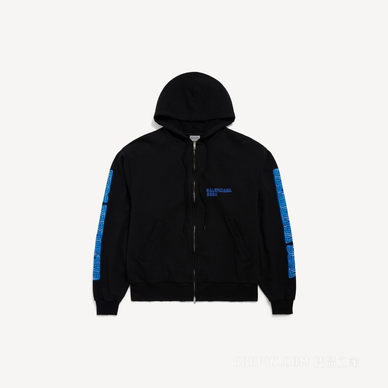 BALENCIAGA | SEGA SONIC THE HEDGEHOG超大版型拉链连帽卫衣
