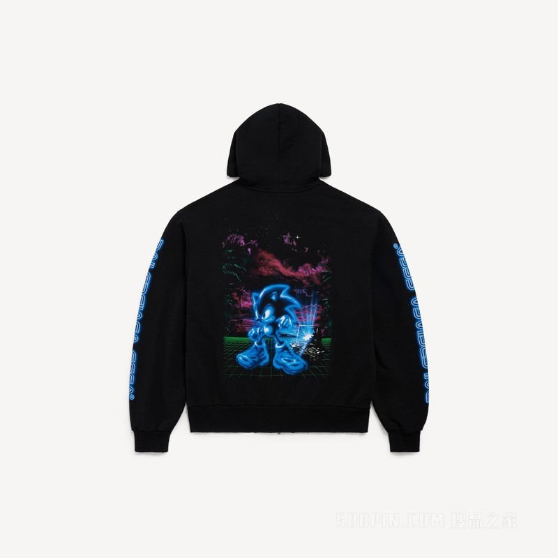 BALENCIAGA | SEGA SONIC THE HEDGEHOG超大版型拉链连帽卫衣