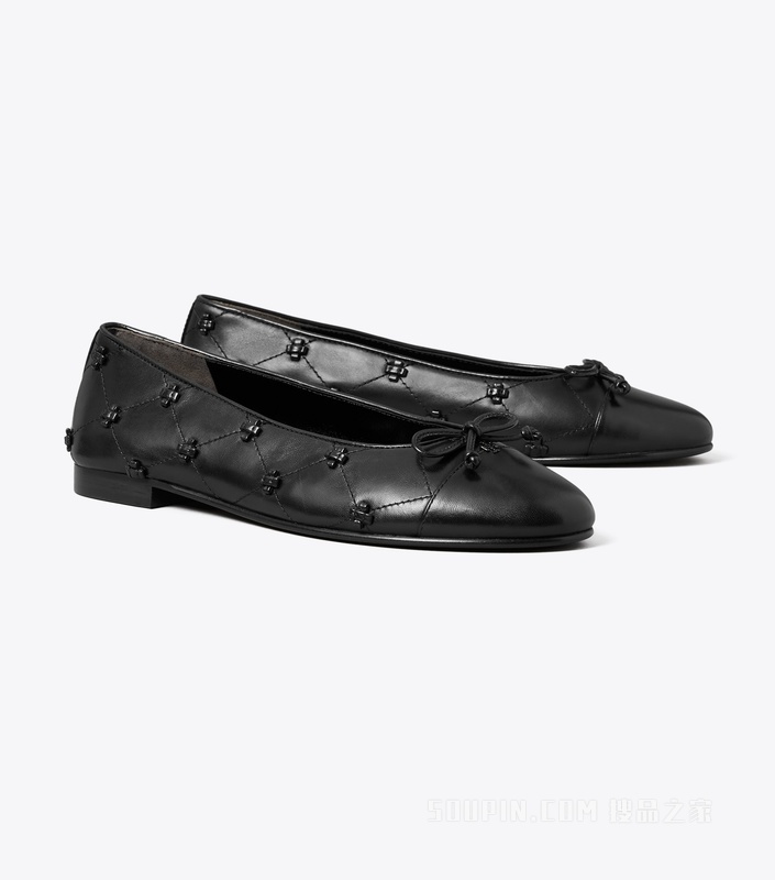 【新品】拼色 Bunny Knot 芭蕾平底鞋 纯黑