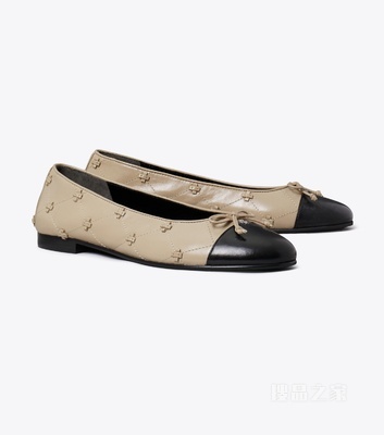 【新品】拼色 Bunny Knot 芭蕾平底鞋 柔灰色 / 纯黑
