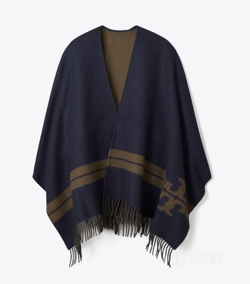 【新品】条纹斗篷 海军蓝