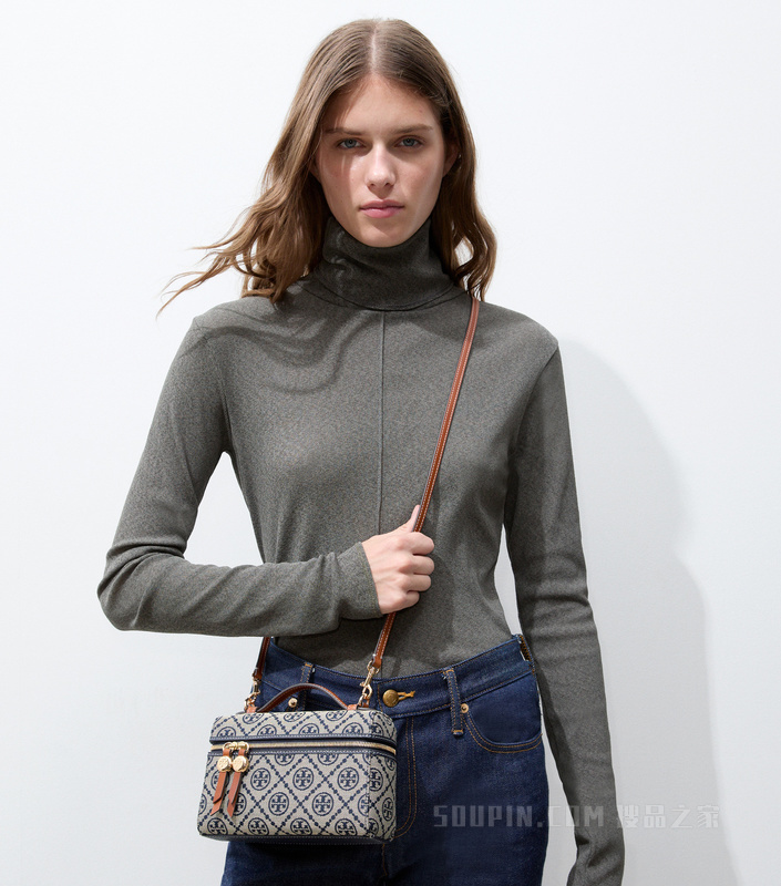 【新品】T Monogram Romy 纤巧款手提包 Tory 海军蓝