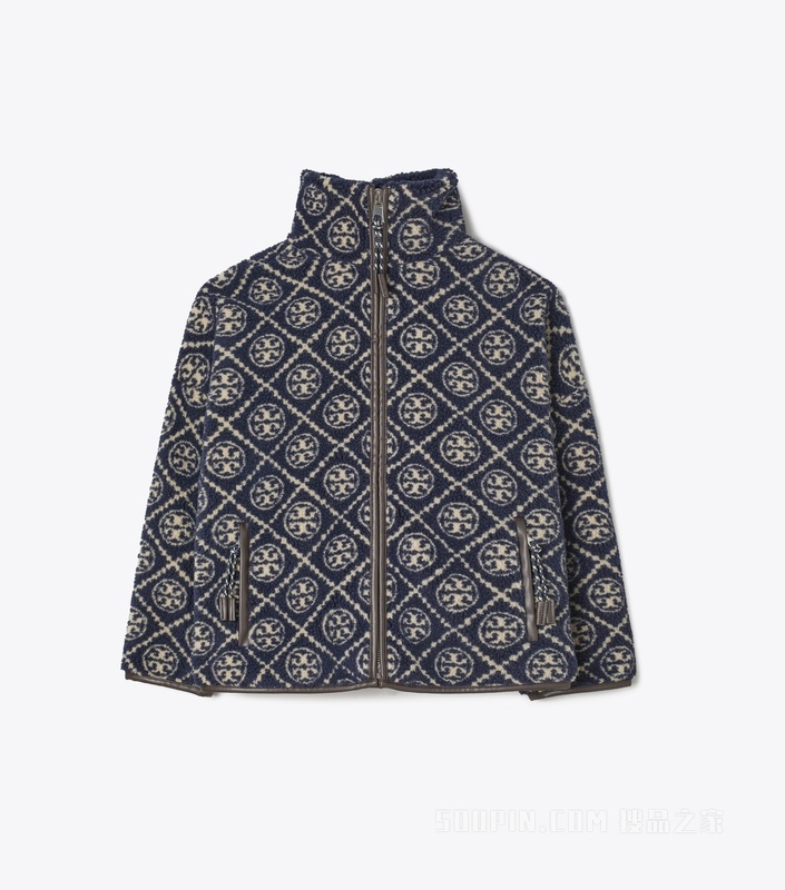【新品】T Monogram 抓绒夹克 雾霭海军蓝