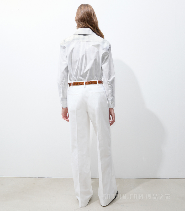 【新品】格纹棉质衬衫 白色/蓝色