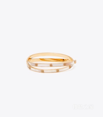 【新品】Icon 经典系列双圈铆钉搭扣手镯 Tory 金/珍珠母贝色