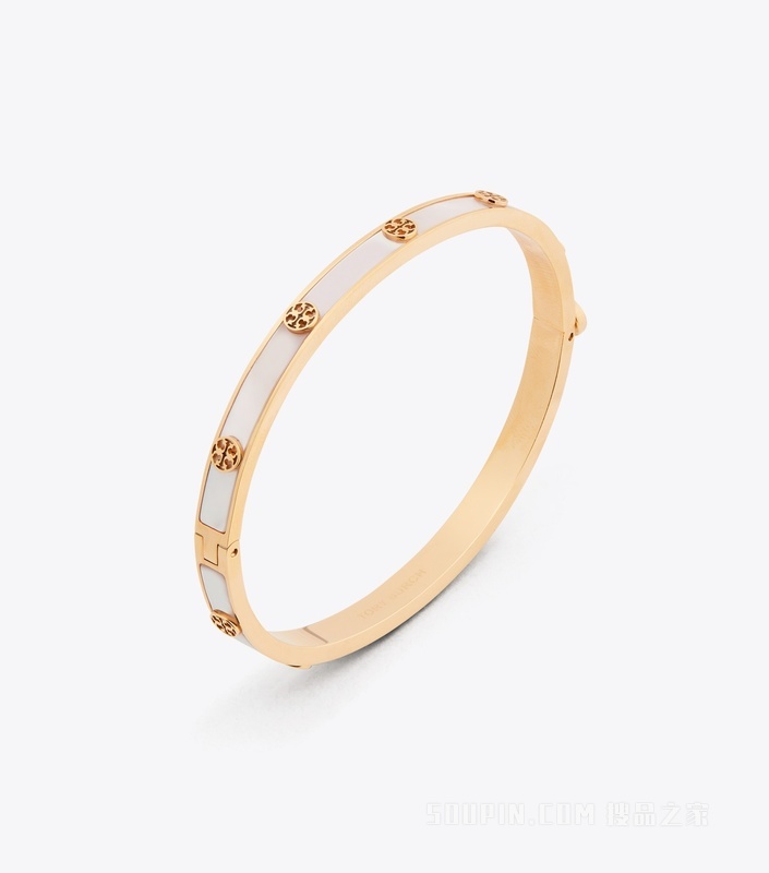 【新品】Icon 经典系列铆钉搭扣手镯 Tory 金/珍珠母贝色