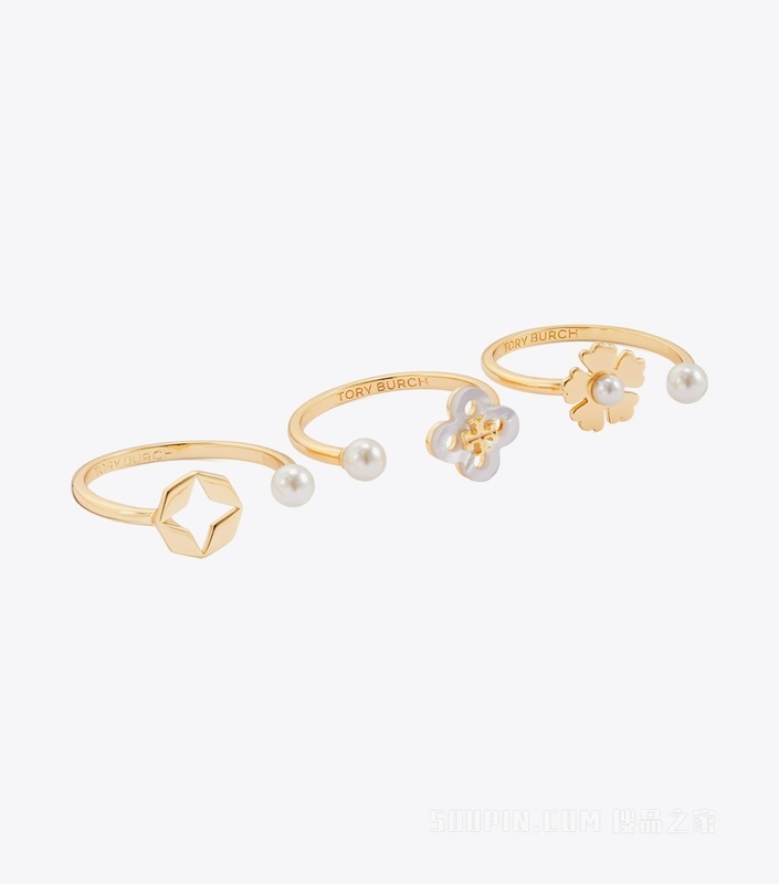 【新品】Forget Me Not 勿忘我系列叠搭戒指套装 Tory 金/奶油色