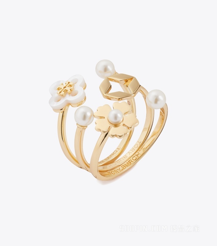 【新品】Forget Me Not 勿忘我系列叠搭戒指套装 Tory 金/奶油色