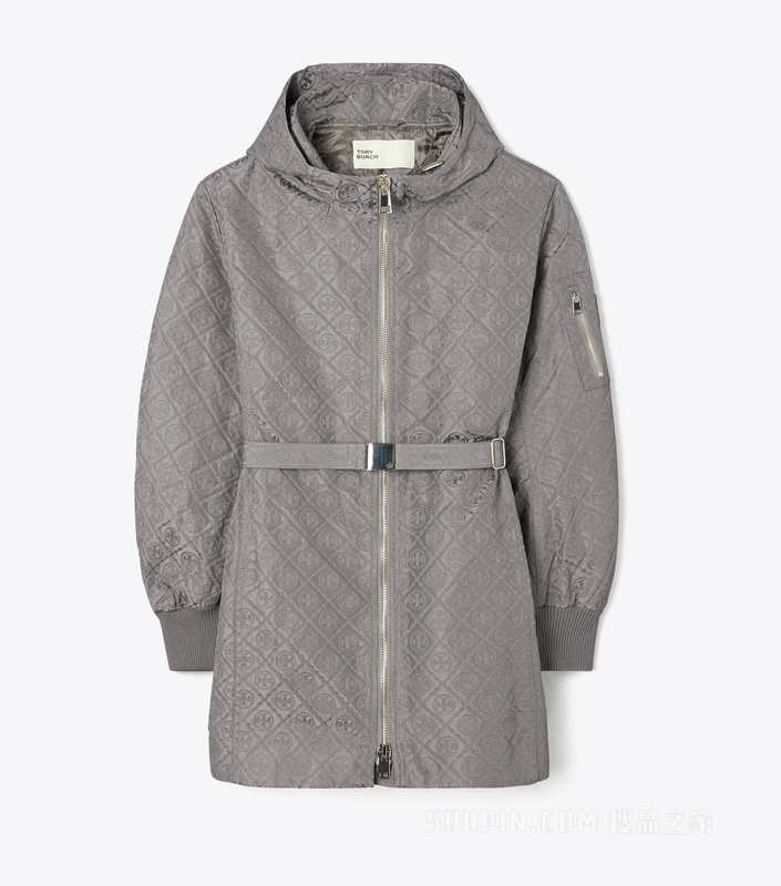 【新品】T Monogram 提花束腰夹克 灰色 T Monogram 图案