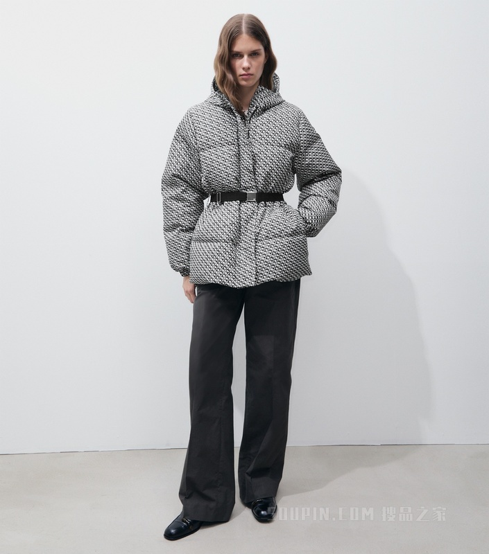 【新品】提花束腰夹克 白色 / 黑色