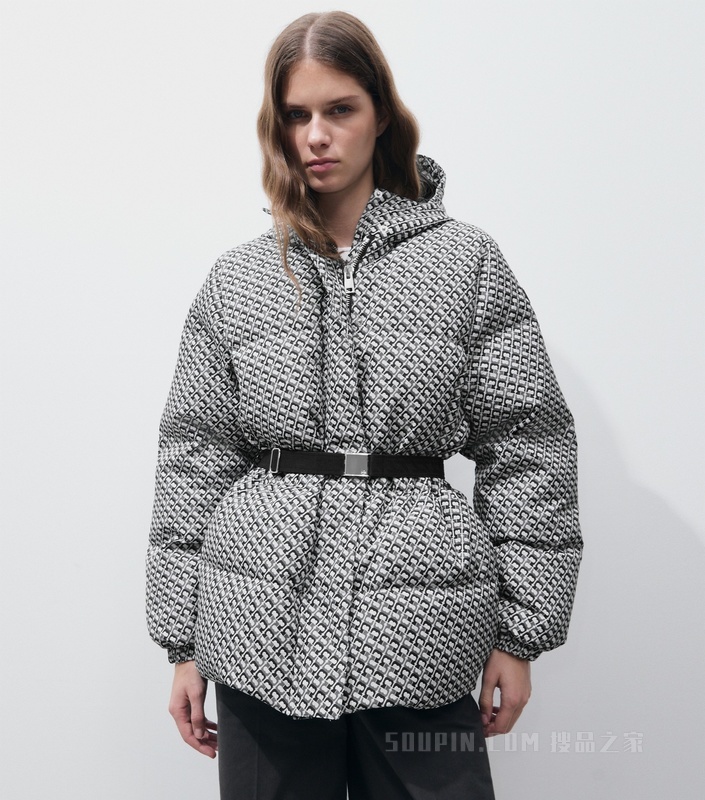 【新品】提花束腰夹克 白色 / 黑色
