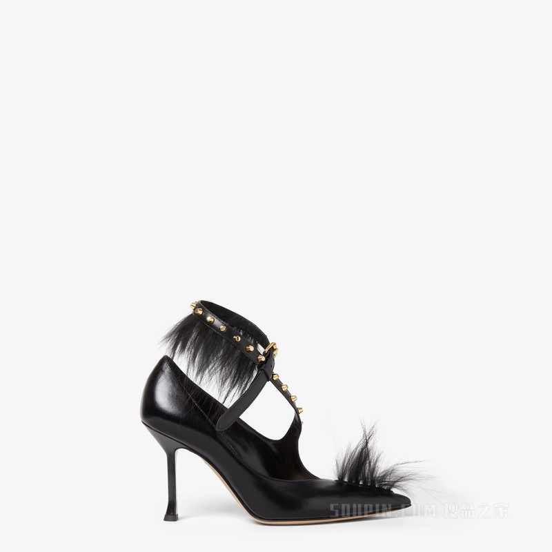 FENDI Vertigo 黑色皮革高跟鞋