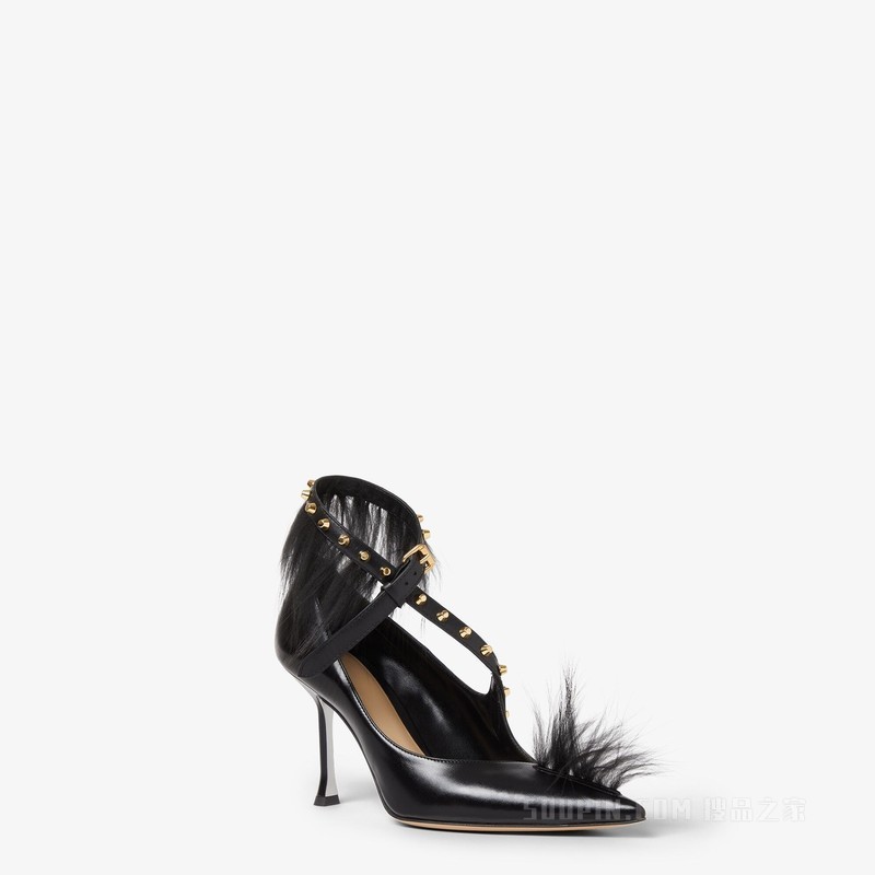 FENDI Vertigo 黑色皮革高跟鞋