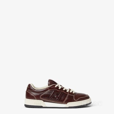 FENDI Match运动鞋 深棕色皮革低帮鞋