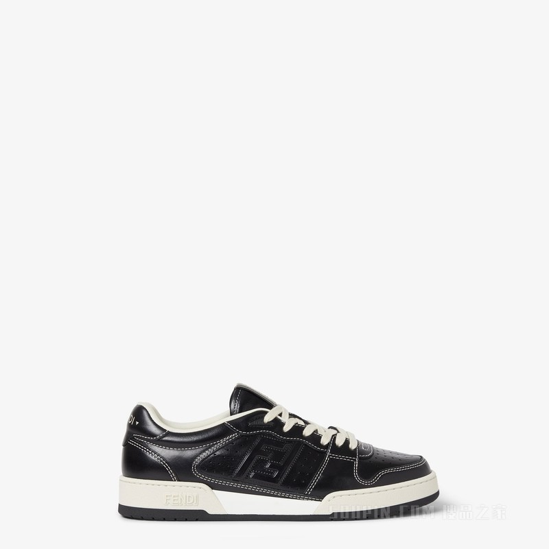 FENDI Match运动鞋 黑色皮革低帮鞋