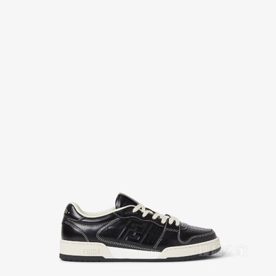 FENDI Match运动鞋 黑色皮革低帮鞋