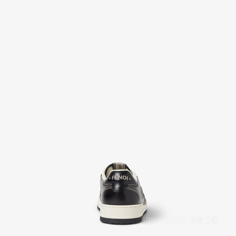 FENDI Match运动鞋 黑色皮革低帮鞋