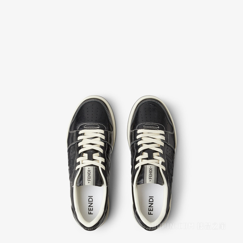 FENDI Match运动鞋 黑色皮革低帮鞋