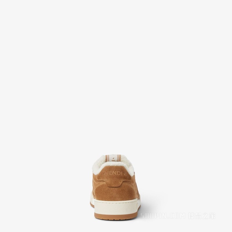FENDI Match运动鞋 棕色绒面革低帮鞋