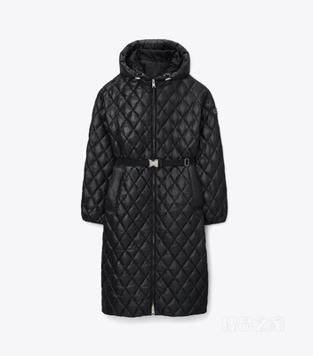 【新品】连帽绗缝大衣 黑色