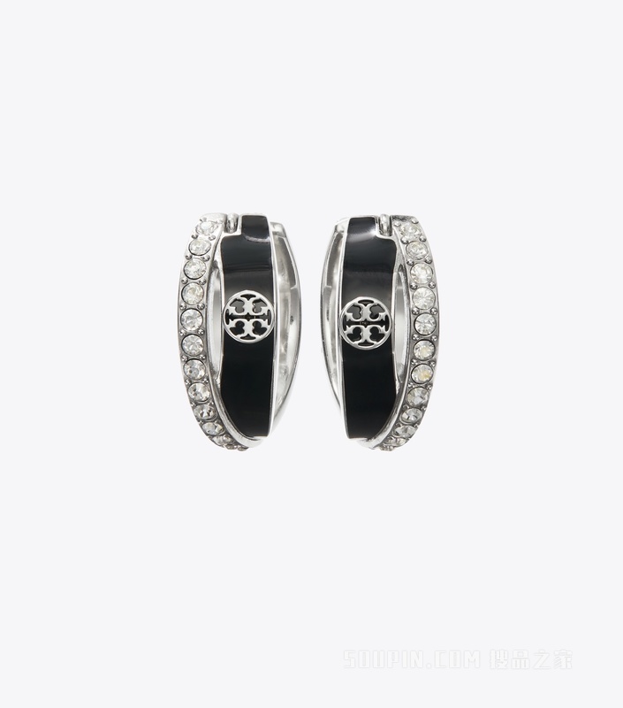 【新品】Icon 经典系列双圈耳环 Tory 银/黑色/水晶色