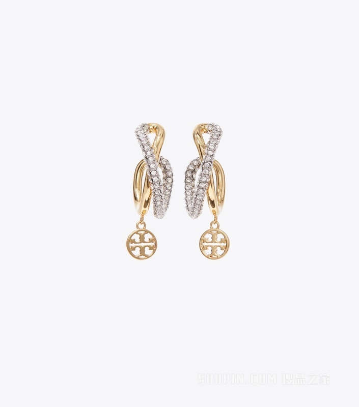 【新品】Icon 经典系列交叉圈形耳环 浅银色/浅黄铜色/水晶色