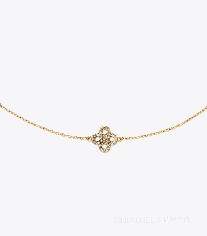 【新品】Forget Me Not 勿忘我系列密镶项链 Tory 金/水晶色