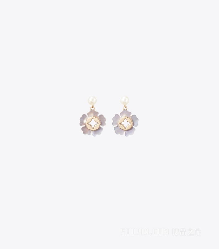 【新品】Forget Me Not 勿忘我系列珍珠吊坠耳环 Tory 金/蓝色