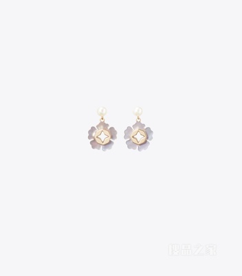 【新品】Forget Me Not 勿忘我系列珍珠吊坠耳环 Tory 金/蓝色