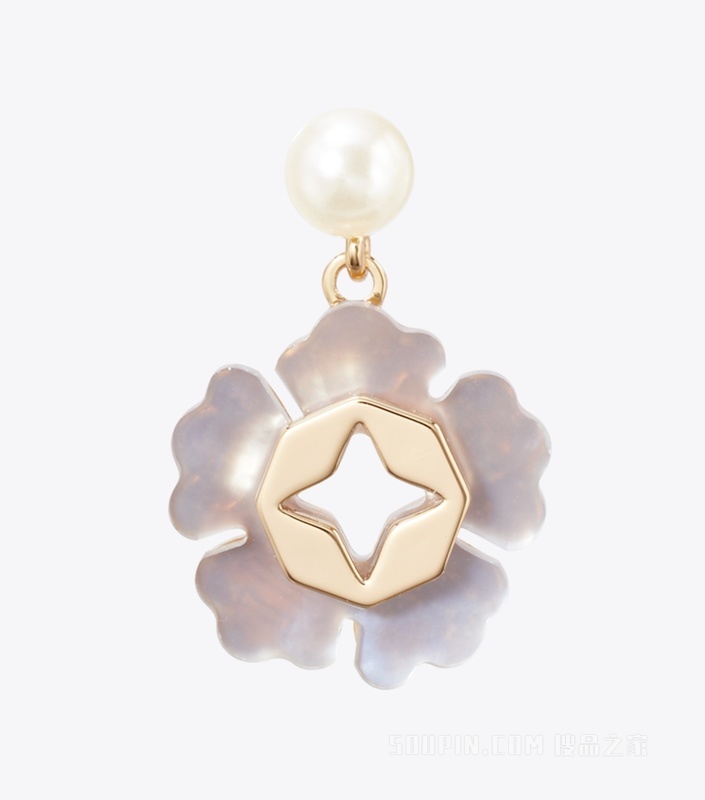 【新品】Forget Me Not 勿忘我系列珍珠吊坠耳环 Tory 金/蓝色