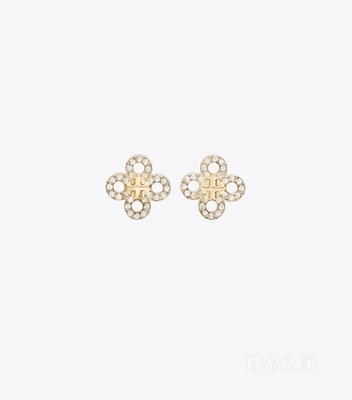 【新品】Forget Me Not 勿忘我系列四叶草耳钉 Tory 金/水晶色